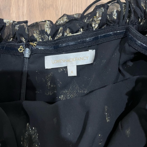 LOVESHACKFANCY Rony star printed metallic silk maxi dress sz 6 - Picture 7 of 7